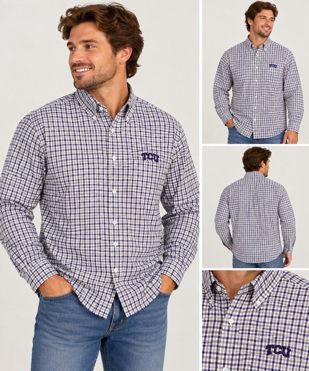 Campus Specialties TCU Horned Frogs Men’s Plaid Button-Down Shirt Purple Large